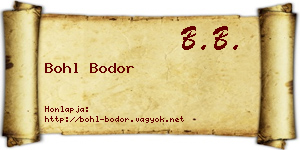 Bohl Bodor névjegykártya